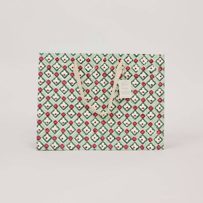 Block Printed Gift Bags (Large) - Traditional Christmas