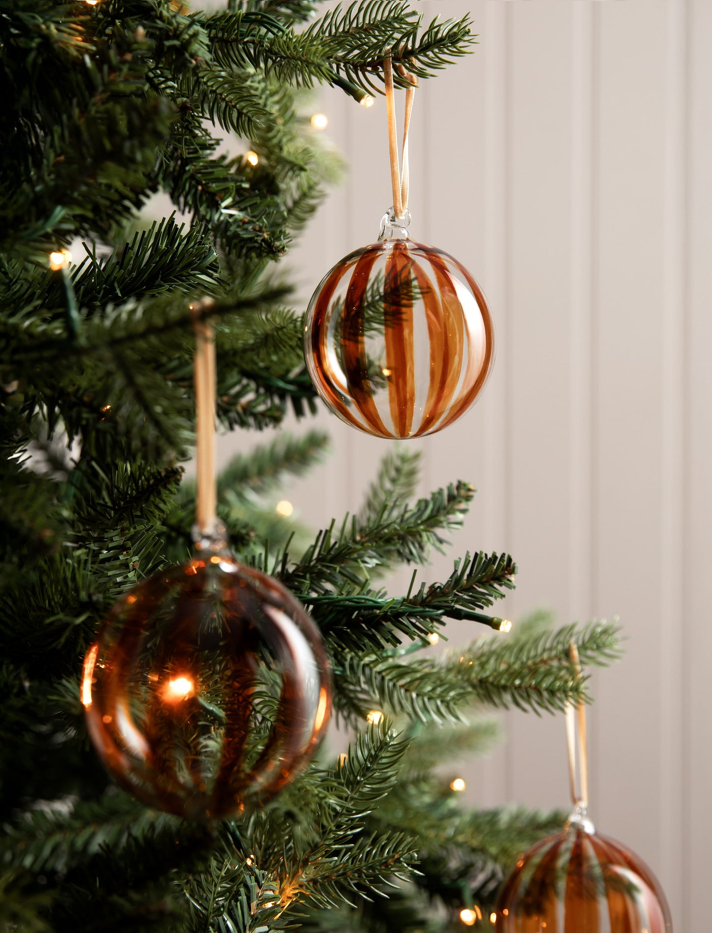 Purton Striped Christmas Bauble -Cinnamon