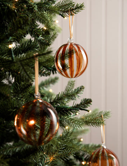 Purton Striped Christmas Bauble -Cinnamon