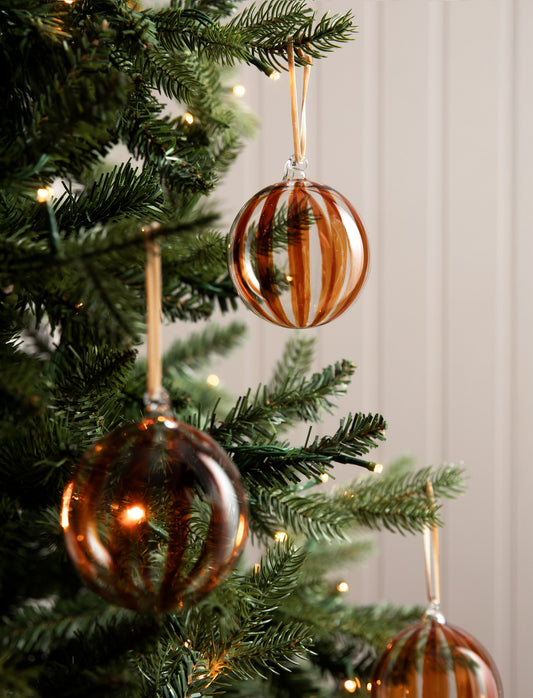 Purton Striped Christmas Bauble -Cinnamon