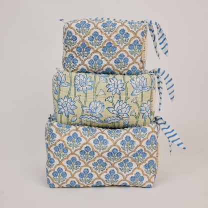 Organic Cotton Toiletry Bag (Medium) - Lotus Indigo