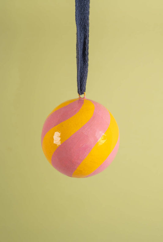 Apricot & Bubblegum Candycane Bauble