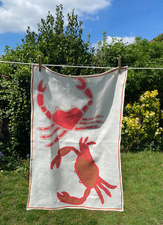 Amuse la Bouche Linen Tea Towel - Crab