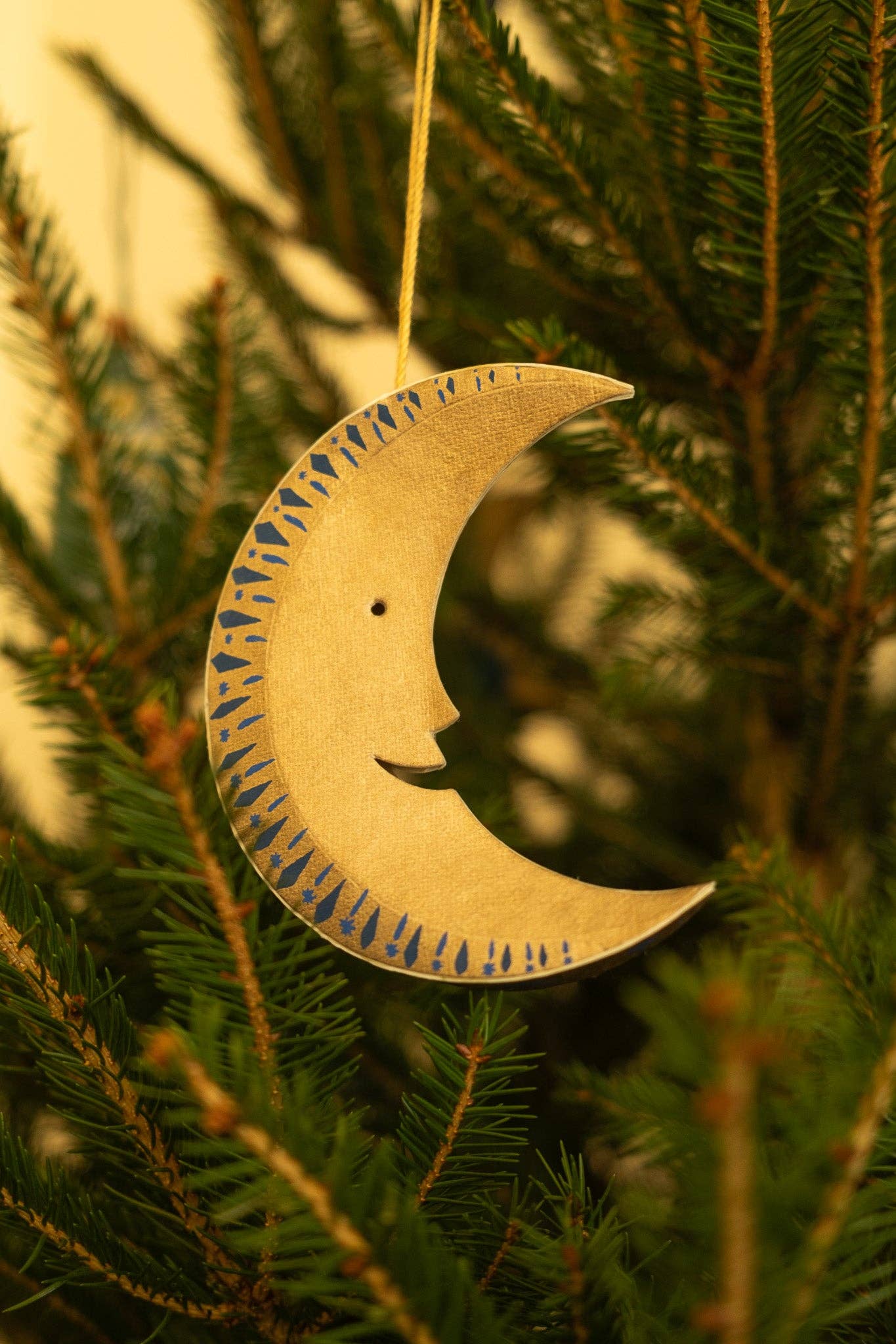 Golden  Man on the Moon Screen-Printed Board Decoration