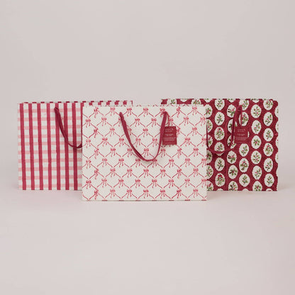 Block Printed Gift Bags (Large) - Christmas Pudding