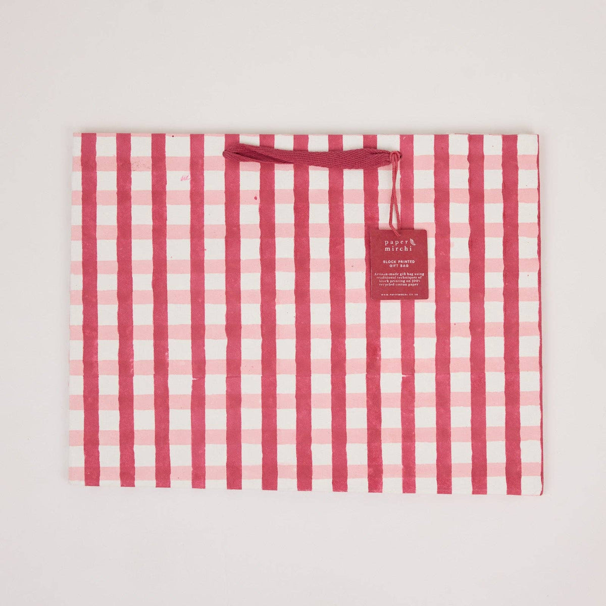 Block Printed Gift Bags (Large) - Christmas Pudding