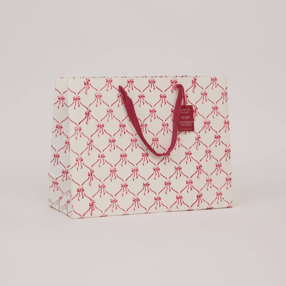Block Printed Gift Bags (Large) - Christmas Pudding