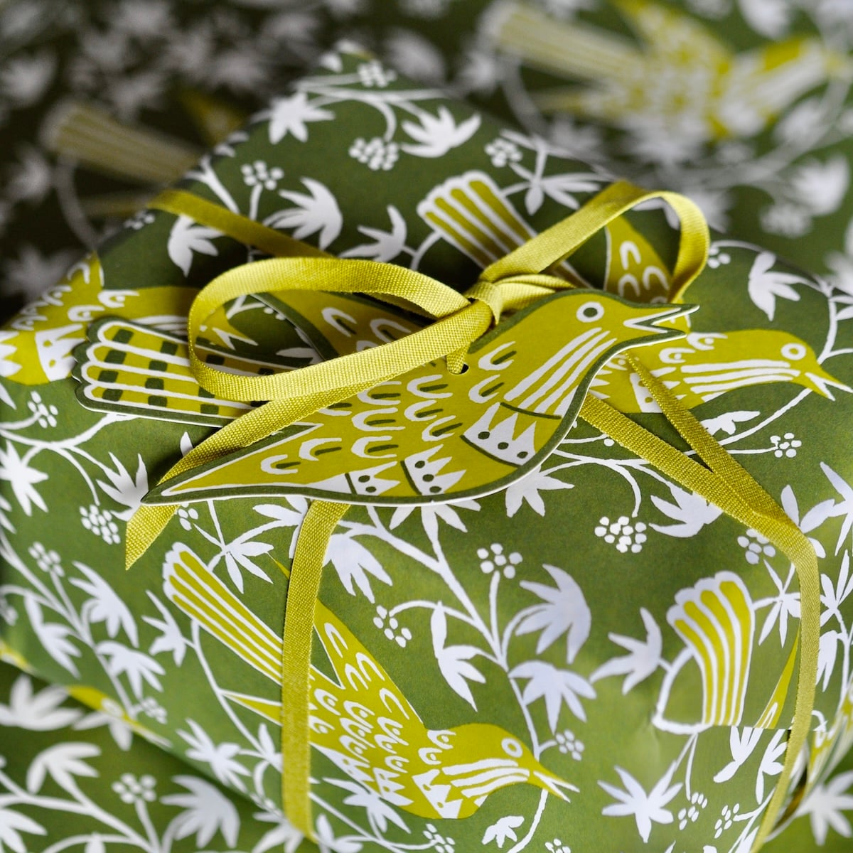 Cambridge Imprint 5 Fancy Songbird Gift Tags in Moss
