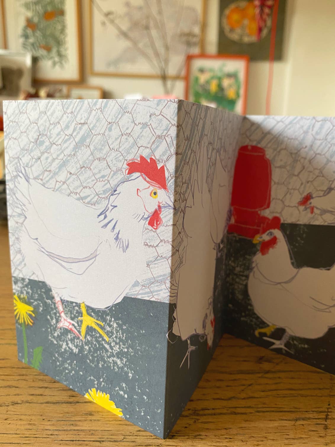 Garden Hens Concertina Card
