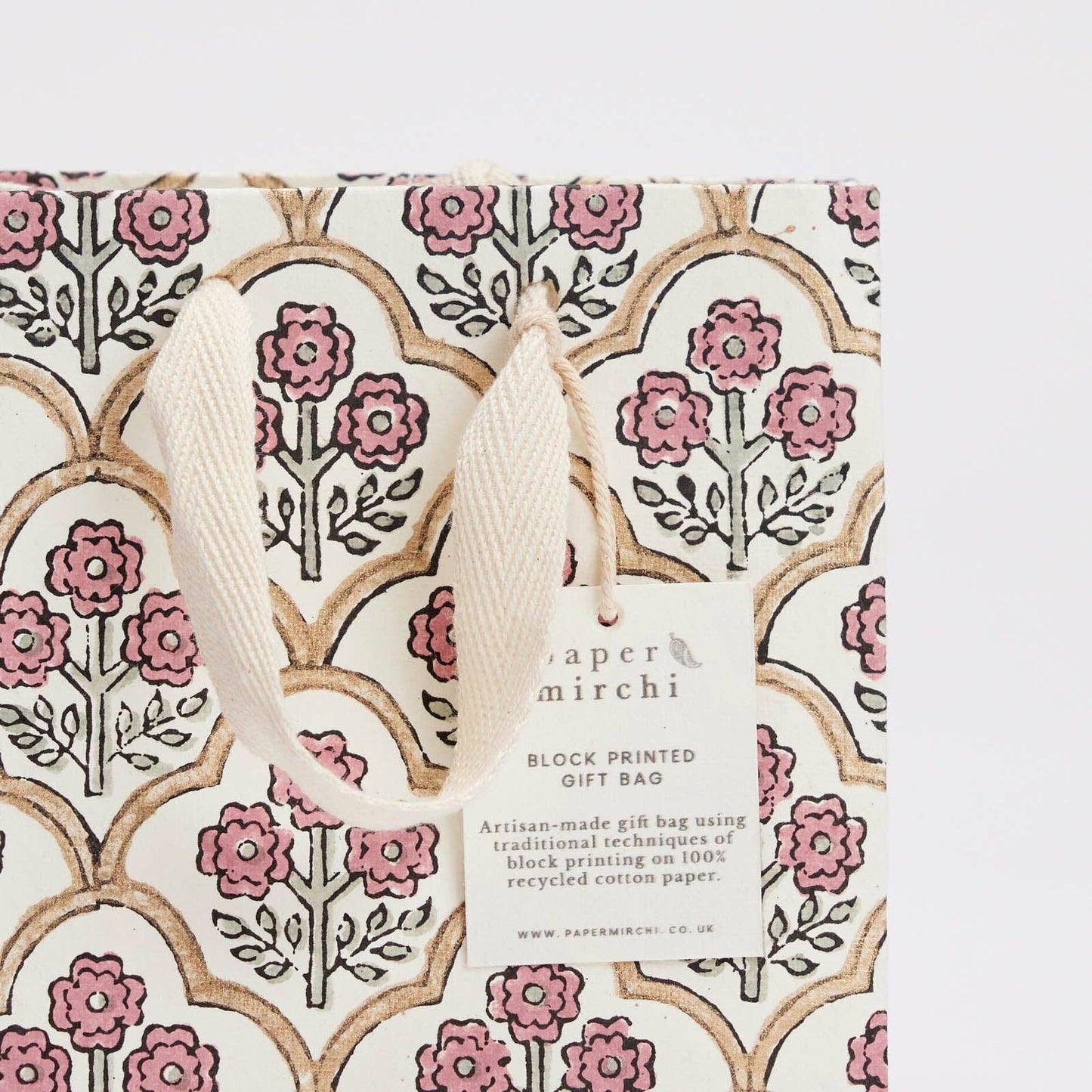 Hand Block Printed Gift Bags (Small) - Pink Earth Collection