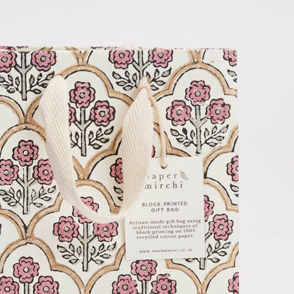 Hand Block Printed Gift Bags (Small) - Pink Earth Collection