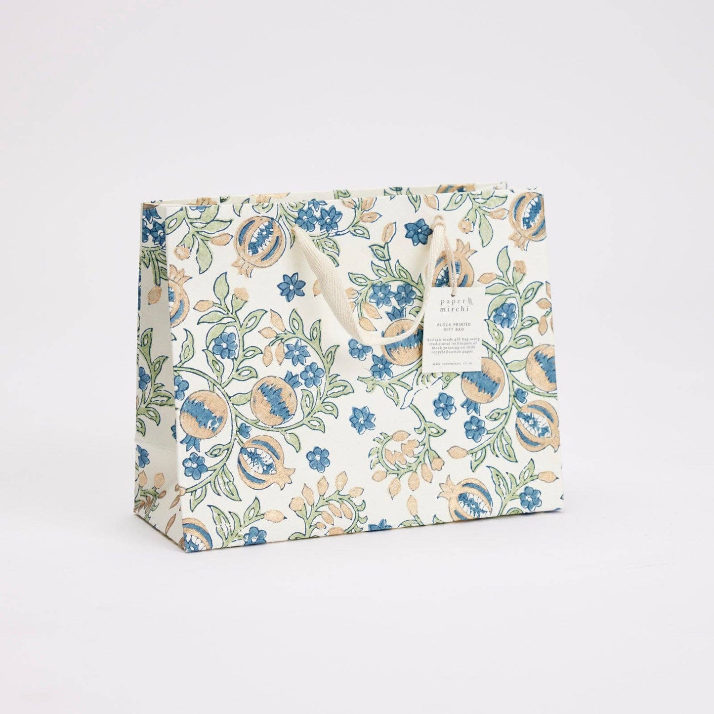 Hand Block Printed Gift Bags (Medium) - Indigo Collection