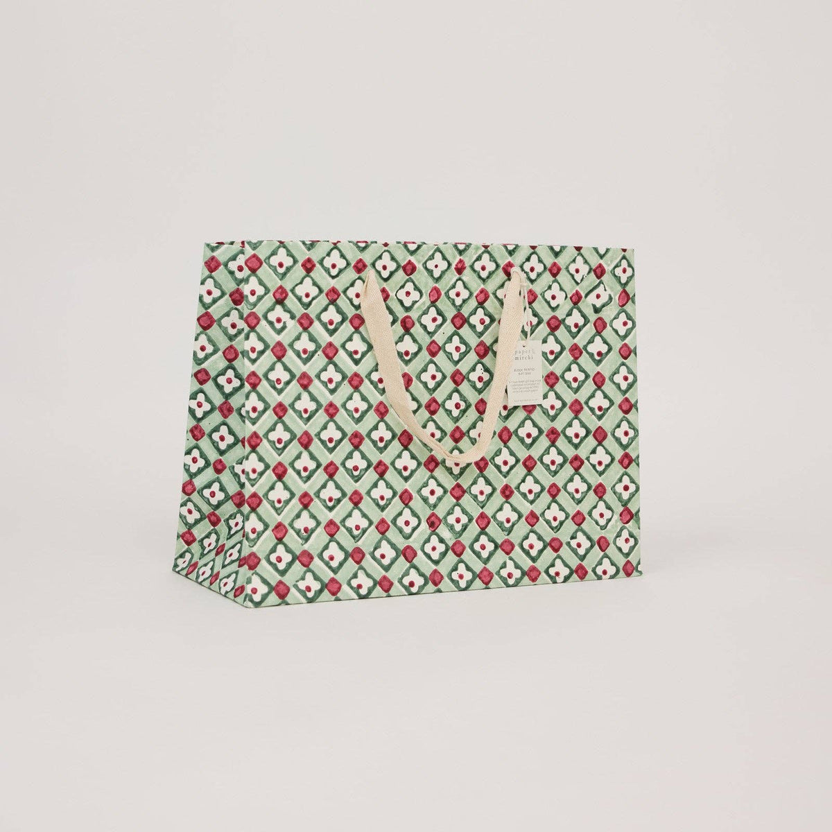 Block Printed Gift Bags (Large) - Traditional Christmas