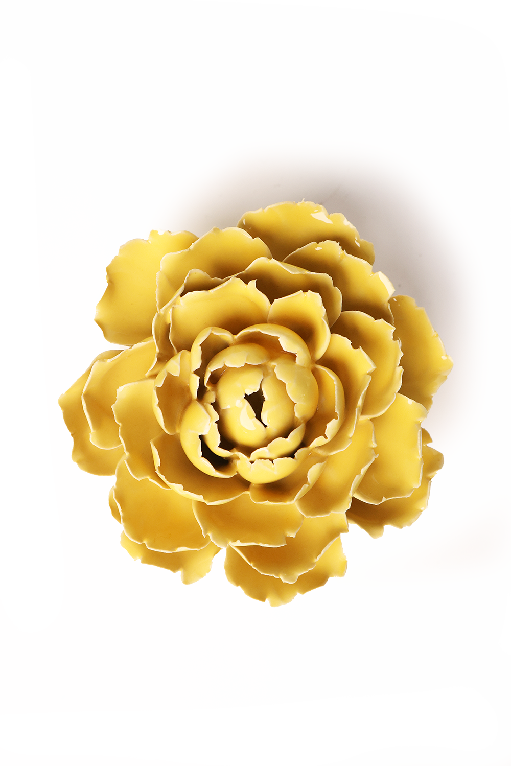 Ceramic Flower - English Garden Buttercup Yellow Gay Paree Peony