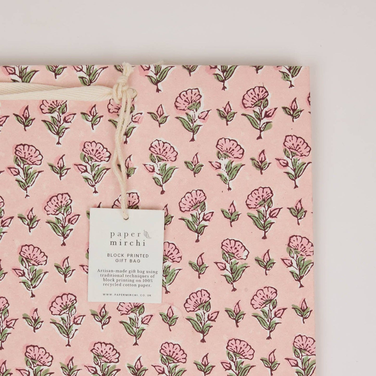 Hand Block Printed Gift Bags (Large) - Blush Refresh Collection