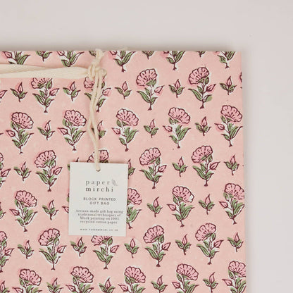 Hand Block Printed Gift Bags (Large) - Blush Refresh Collection