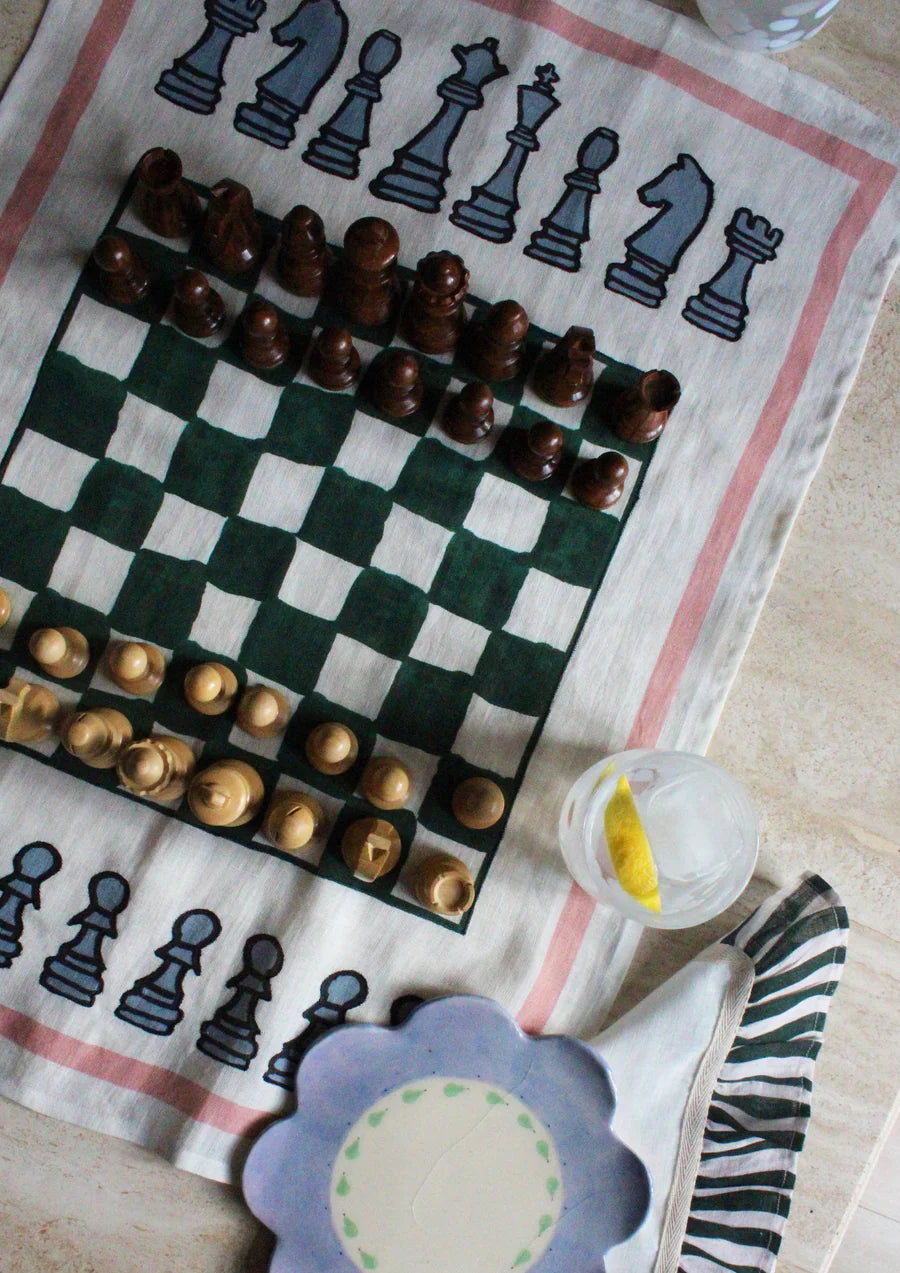 Amuse la Bouche Linen Tea Towel - Chess