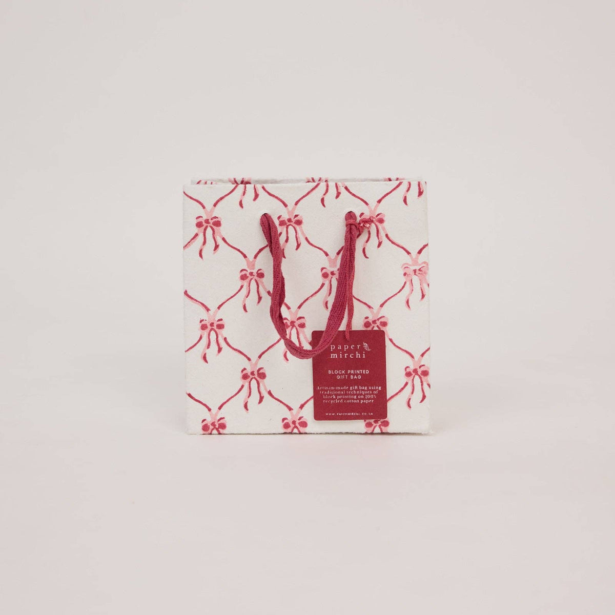 Block Printed Gift Bags (Small) - Christmas Pudding