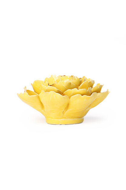 Ceramic Flower - English Garden Buttercup Yellow Gay Paree Peony