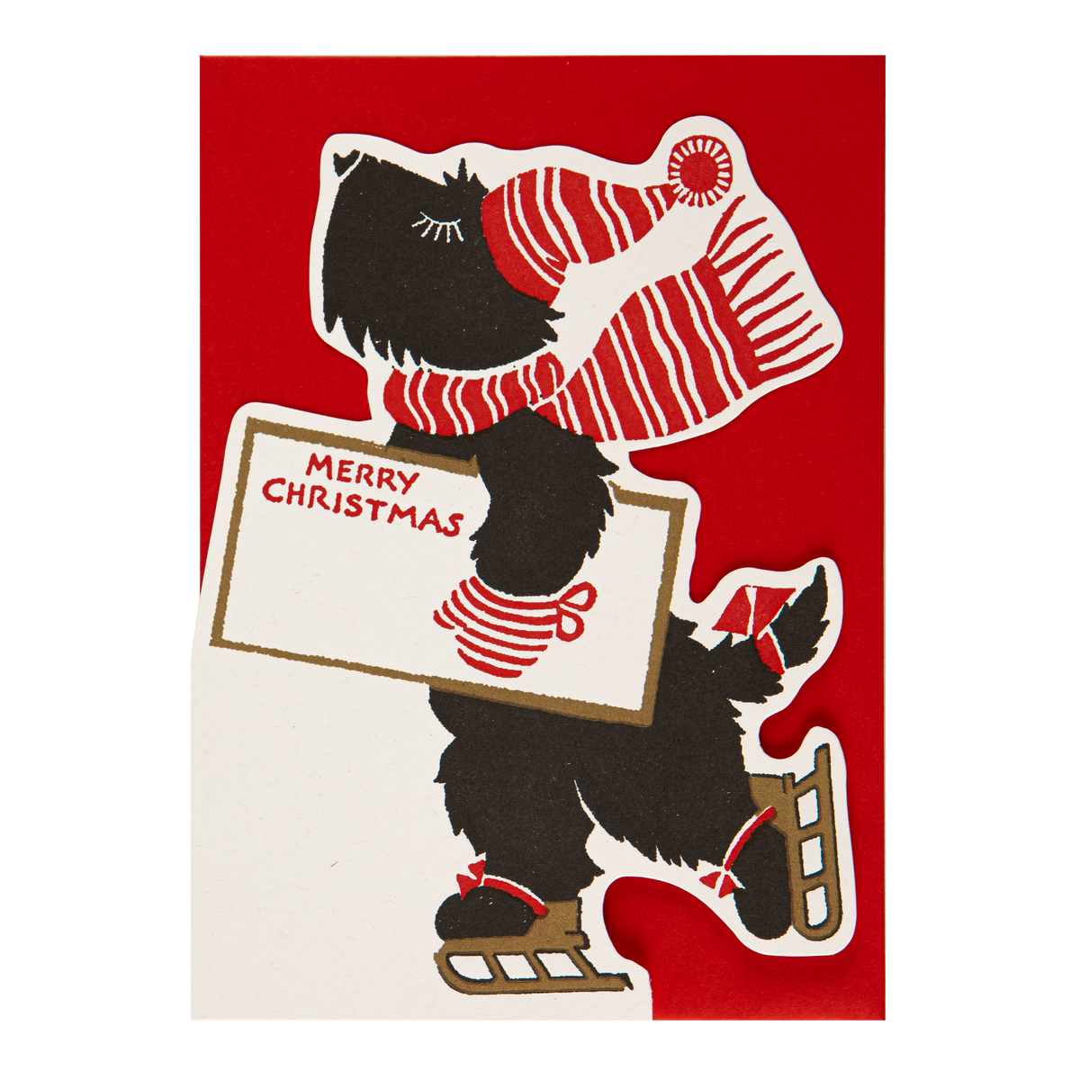 Skating Scotty Dog | Cut-Out | Greeting Card