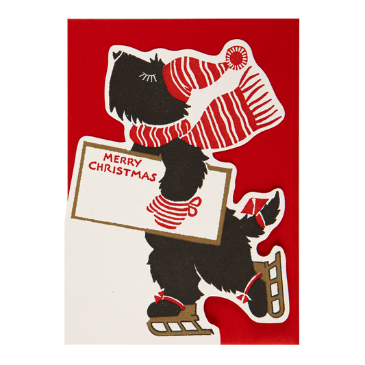 Skating Scotty Dog | Cut-Out | Greeting Card