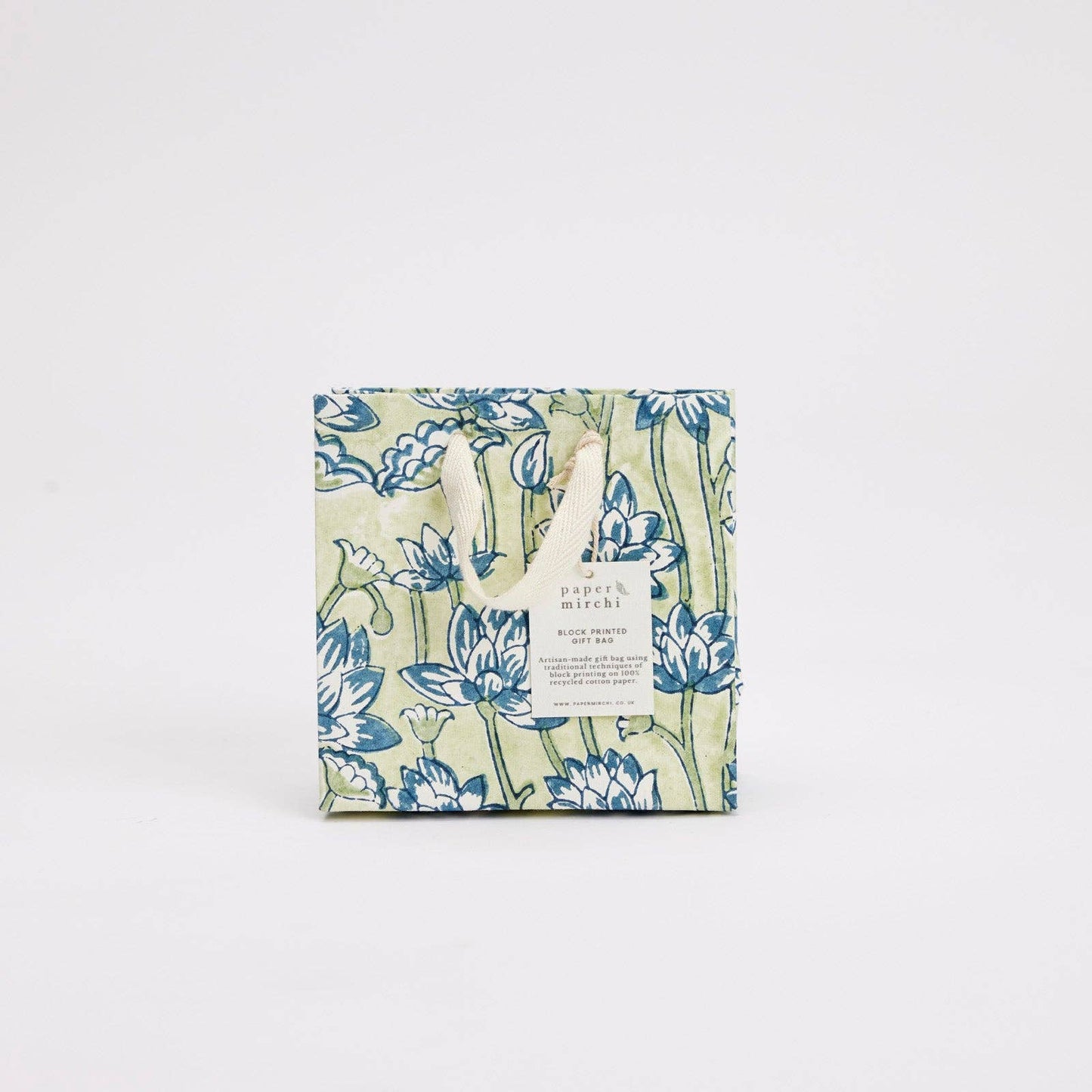 Hand Block Printed Gift Bags (Small) - Indigo Collection