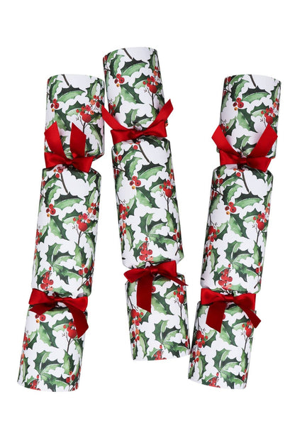 GREEN HOLLY LUXURY CHRISTMAS CRACKERS