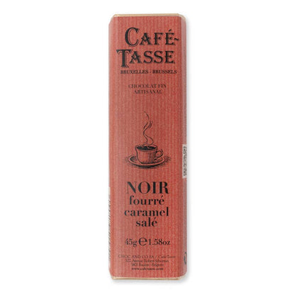 Cafe Tasse Chocolate bar 45g - 
Black with salted caramel filling