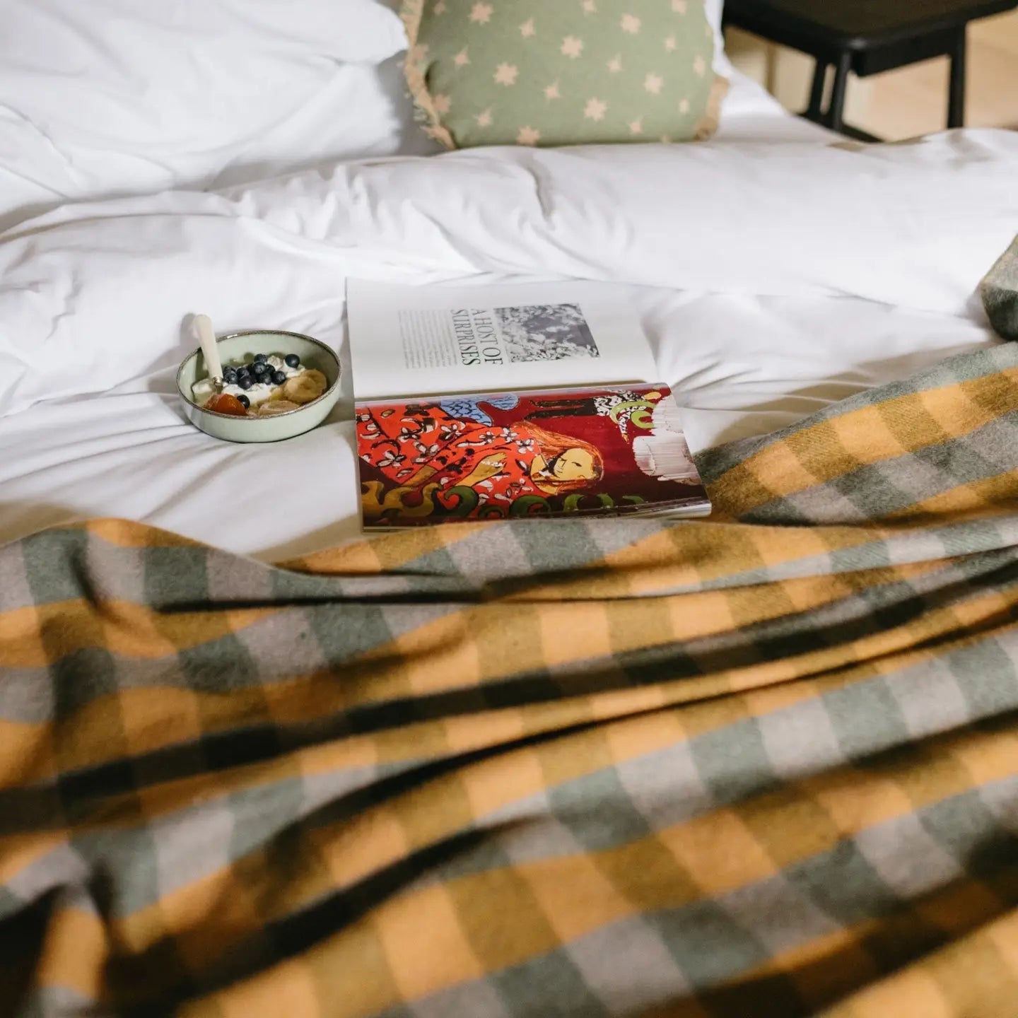 Recycled Wool Throw - Sage Gingham