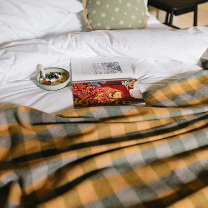 Recycled Wool Throw - Sage Gingham