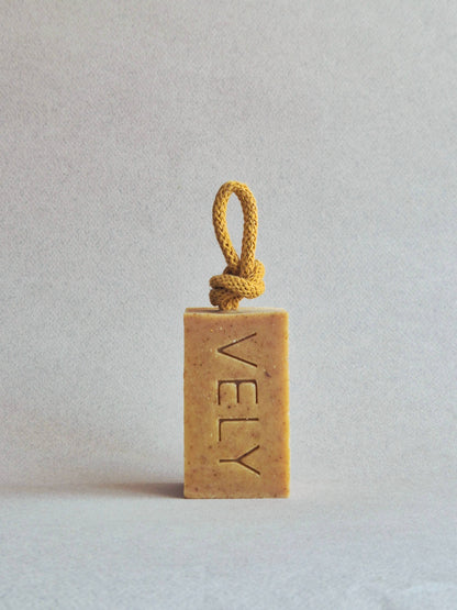 Natural Handmade Soap On A Rope "Orange Kiss"