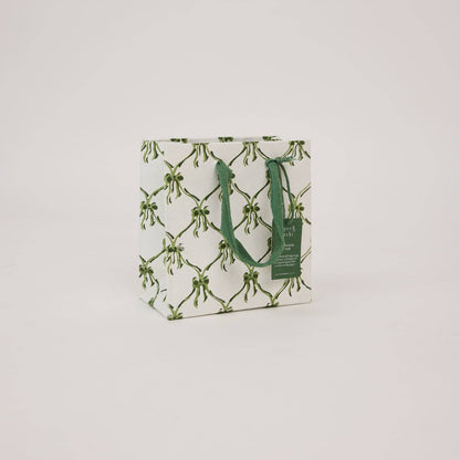 Block Printed Gift Bags (Small) - Holly Green