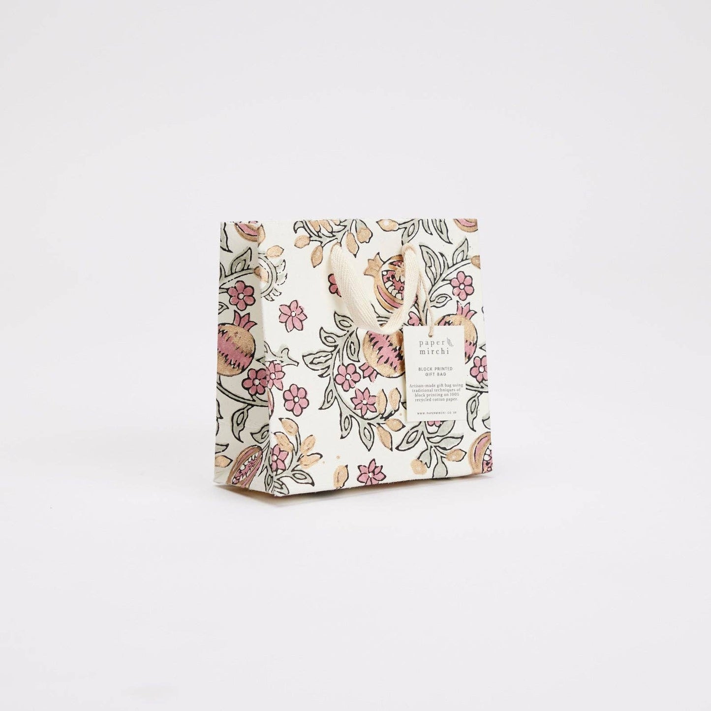 Hand Block Printed Gift Bags (Small) - Pink Earth Collection