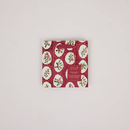 Block Printed Gift Bags (Small) - Christmas Pudding