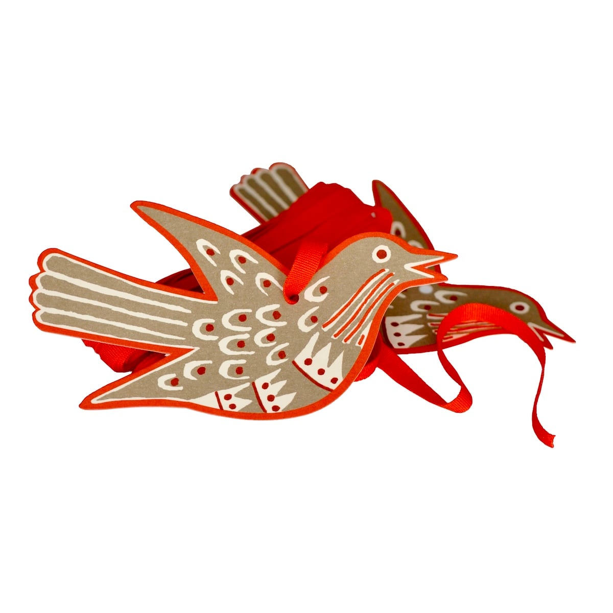Cambridge Imprint 5 Fancy Songbird Gift Tags in Rosehip
