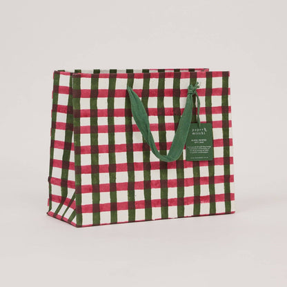 Block Printed Gift Bags (Medium) - Holly Green