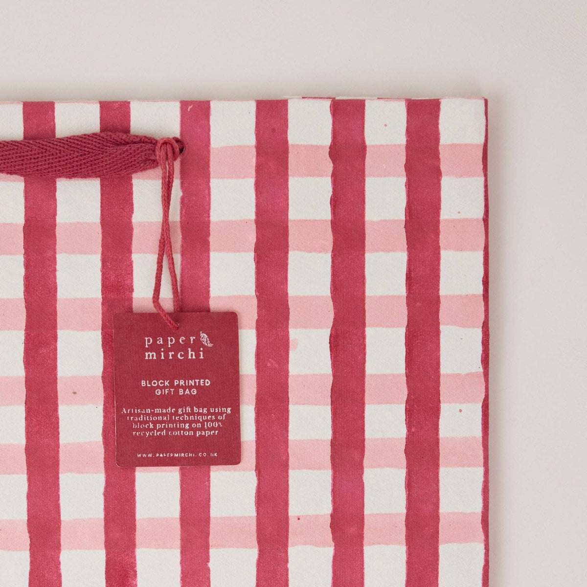Block Printed Gift Bags (Large) - Christmas Pudding