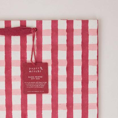 Block Printed Gift Bags (Large) - Christmas Pudding