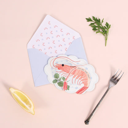 Funny Shrimp Greeting Card w/ Surprise Pull Tab Message