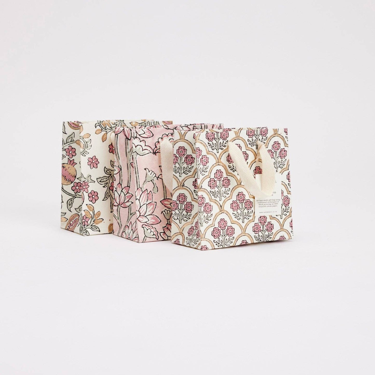 Hand Block Printed Gift Bags (Small) - Pink Earth Collection