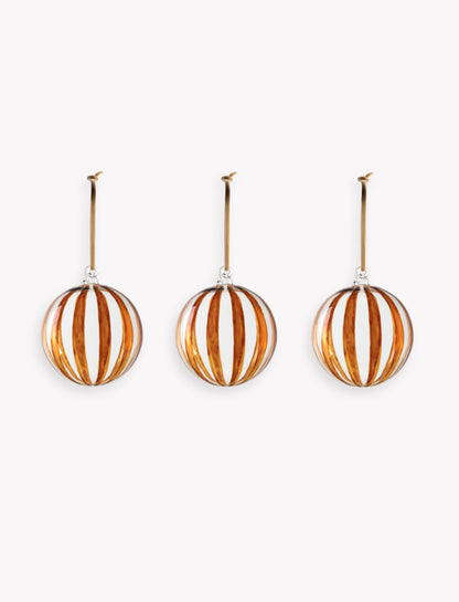 Purton Striped Christmas Bauble -Cinnamon