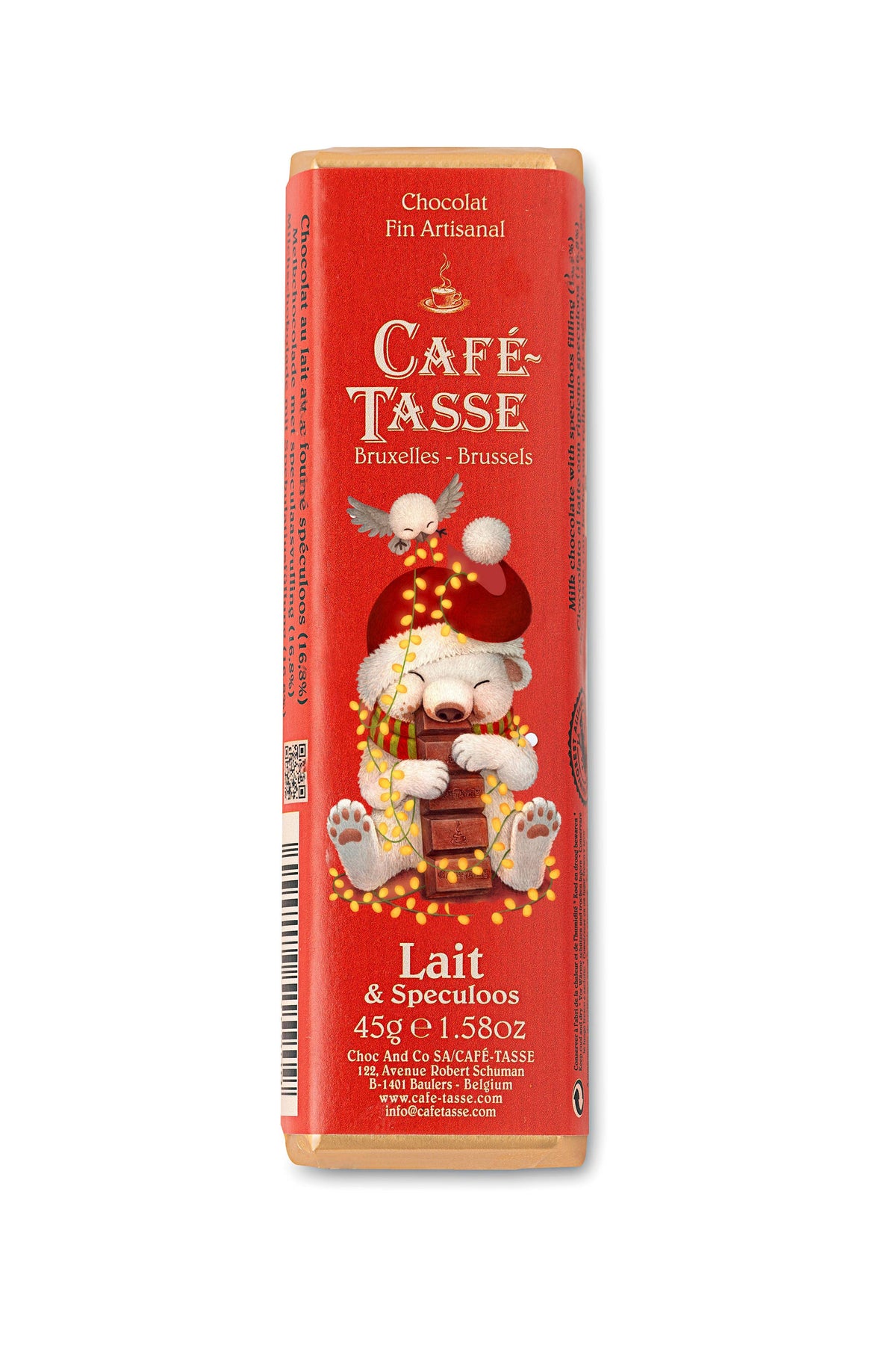 Cafe Tasse Chocolate bar 45g Milk Chocolate + Speculoos Christmas Bar