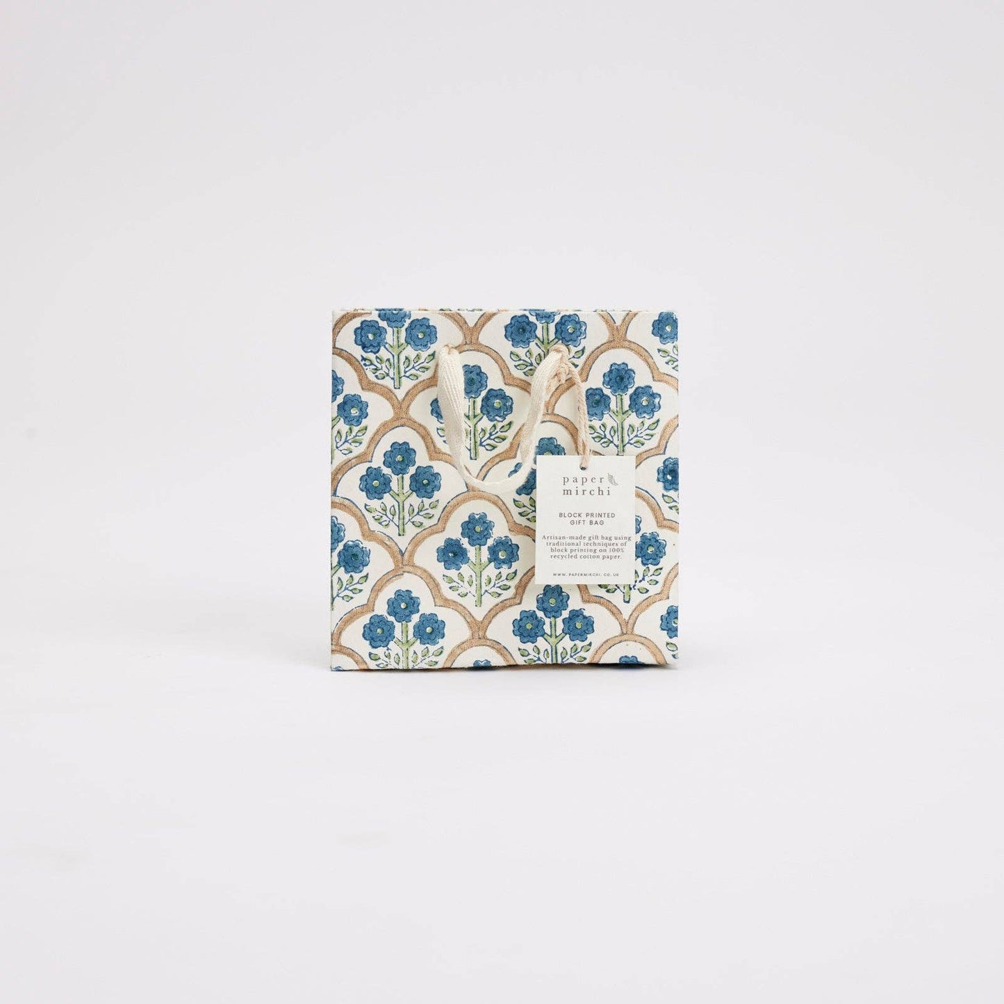Hand Block Printed Gift Bags (Small) - Indigo Collection