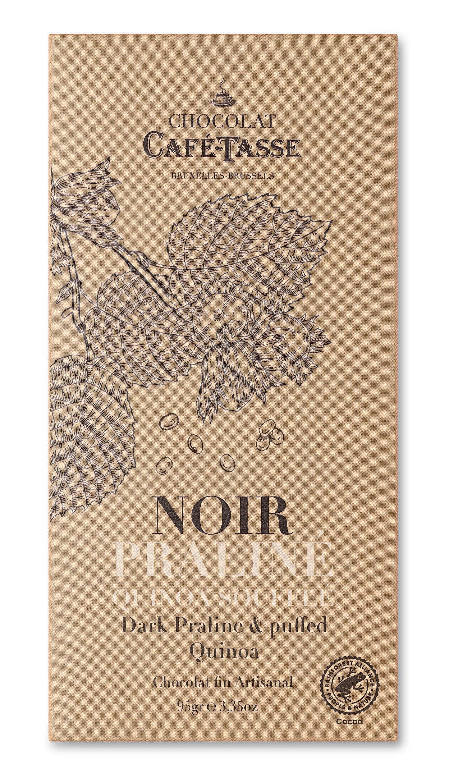 Cafe-Tasse Chocolate Bar 85g Dark chocolate with hazelnut praline and quinoa