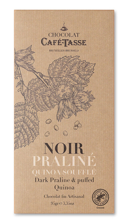 Cafe-Tasse Chocolate Bar 85g Dark chocolate with hazelnut praline and quinoa