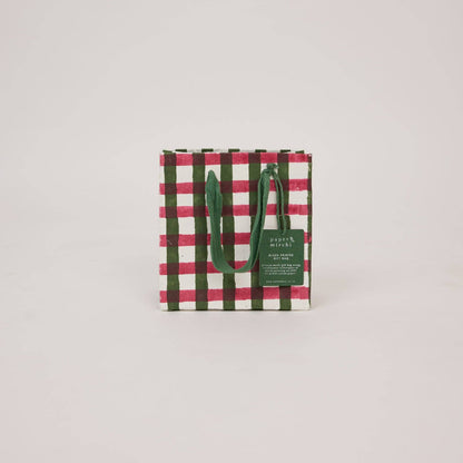 Block Printed Gift Bags (Small) - Holly Green