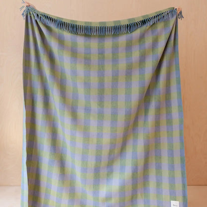 Recycled Wool Throw Green Gingham