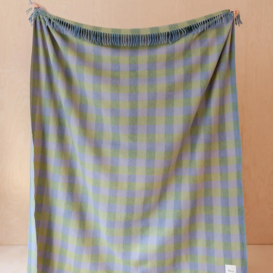 Recycled Wool Throw Green Gingham