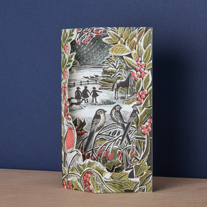 Holly Hedge And Home Die-Cut Greetings Card