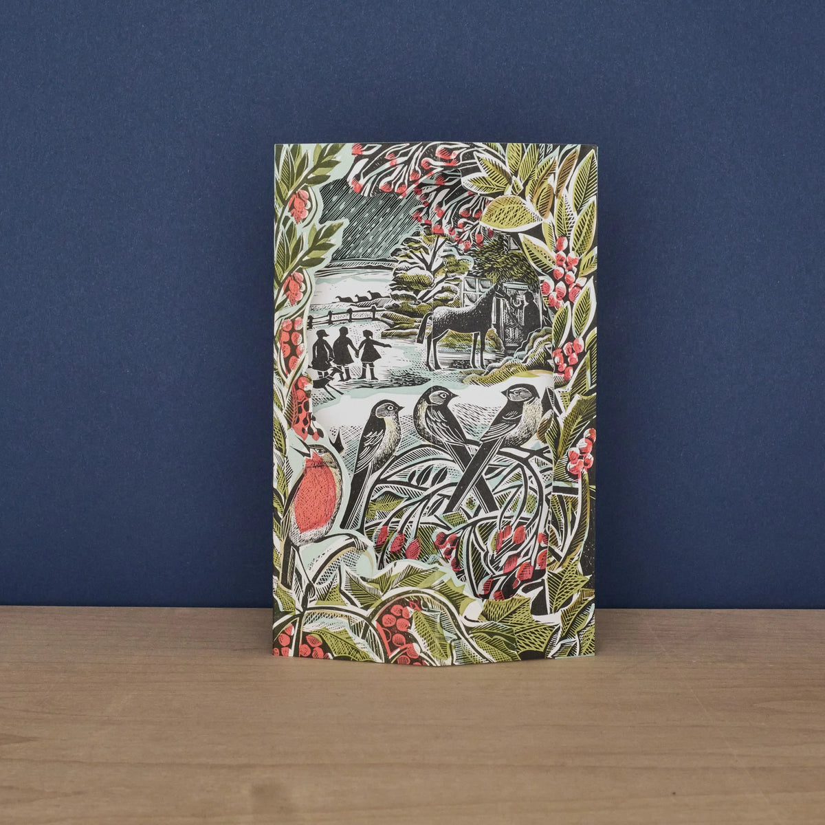 Holly Hedge And Home Die-Cut Greetings Card